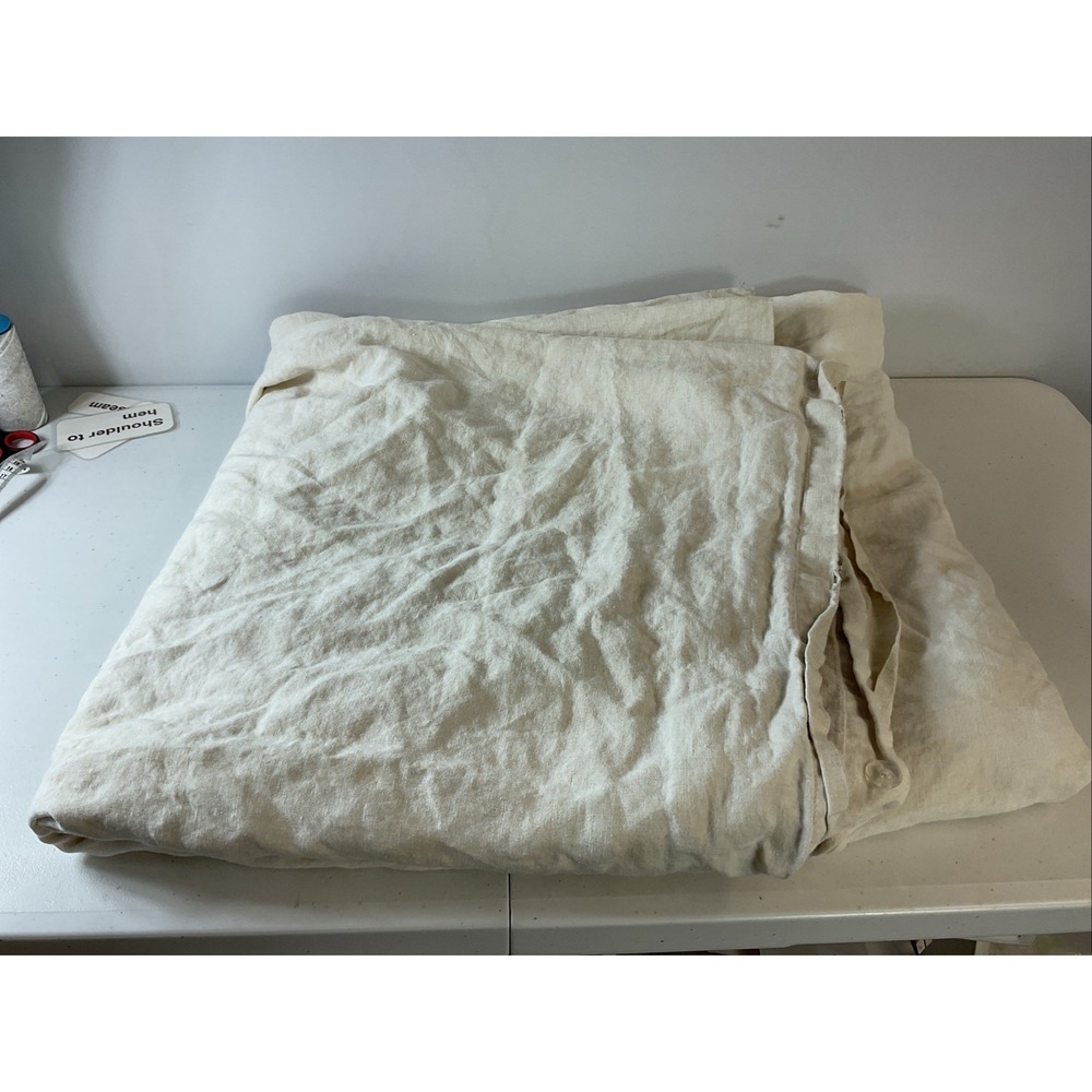 West Elm Tan Natural‎ 100% European Flax Linen Queen Duvet Cover  Excellent